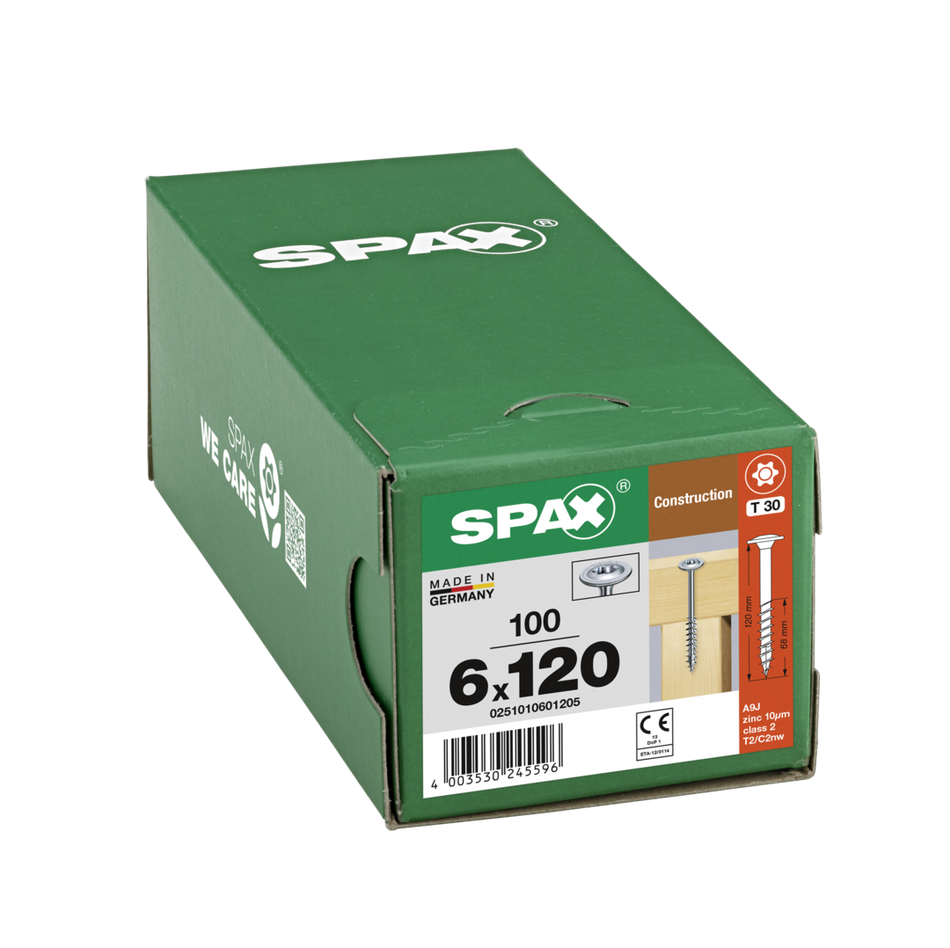 SPAX Holzbau HI.FORCE Tellerkopf T-STAR plus TGW WIROX A9J 6x120 100 St.