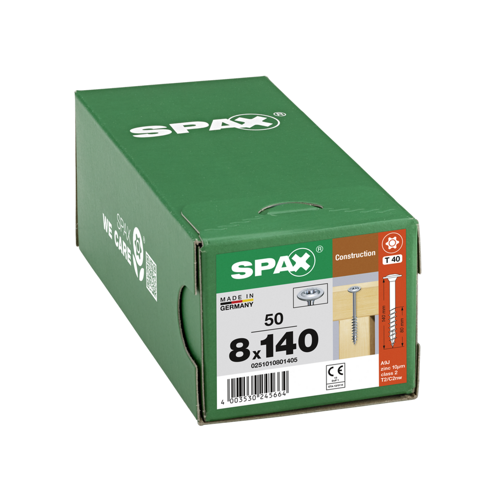 SPAX Holzbau HI.FORCE Tellerkopf T-STAR plus TGW WIROX A9J 8x140 50 St.