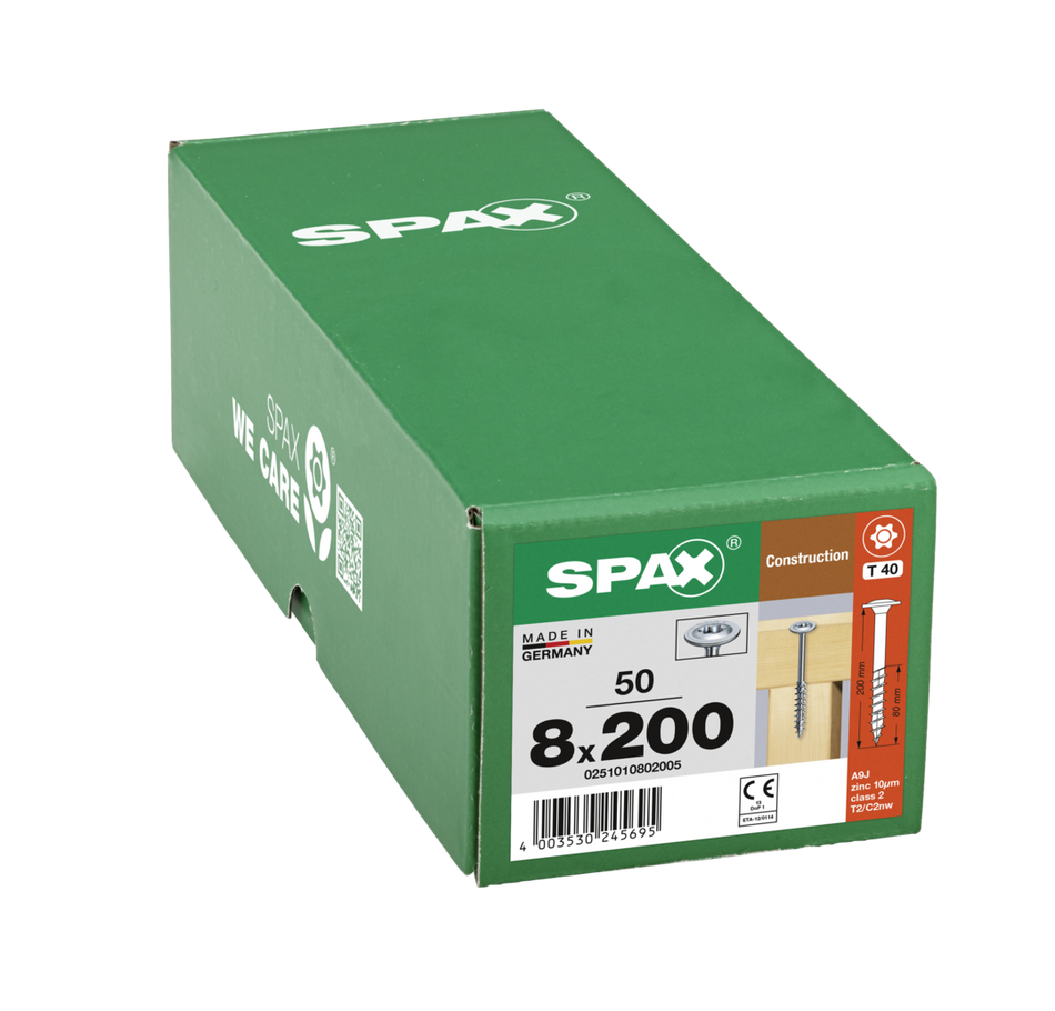 SPAX Holzbau HI.FORCE Tellerkopf T-STAR plus TGW WIROX A9J 8x200 50 St.