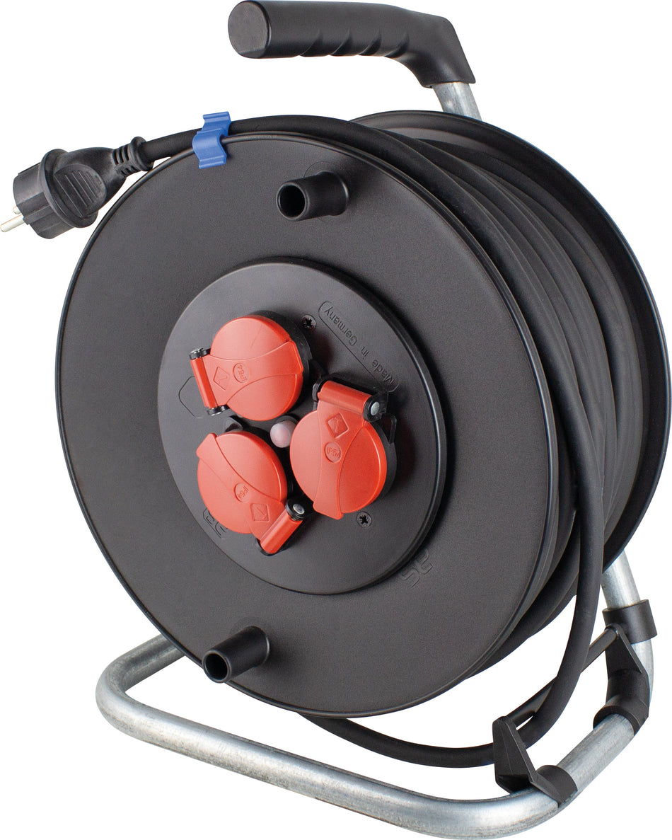 AS SCHWABE Sicherheits-Kabeltrommel 230mm, 25m H07RN-F 3G1,5, 3 Steckdosen, Schutzdeckel