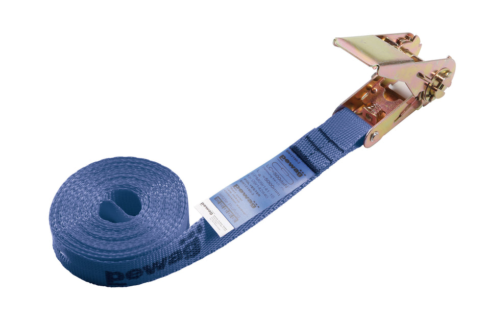 PEWAG Zurrgurt einteilig mit Ratsche, 5 Meter, Bandbreite 25mm, 500 daN