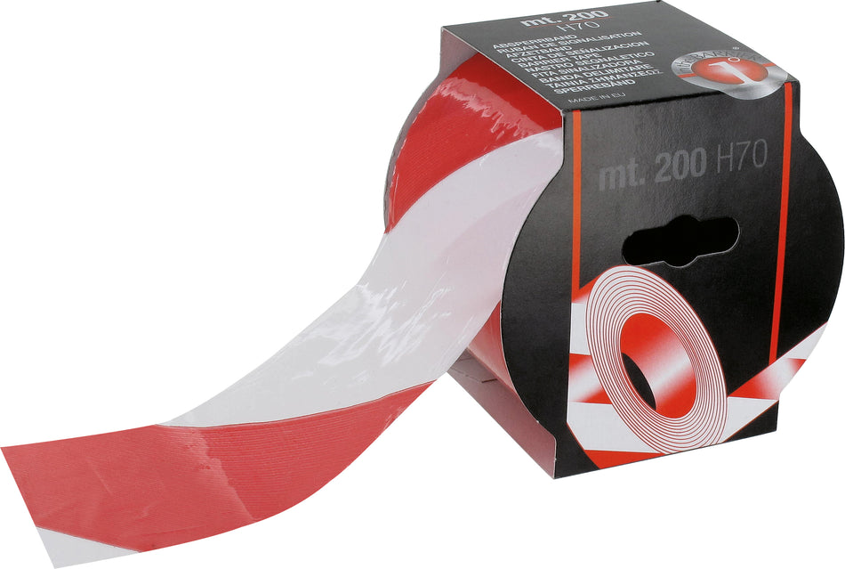 TRIUSO Sicherheits-Absperrband, 25my, 200 m x 70 mm, Farbe rot/weiß