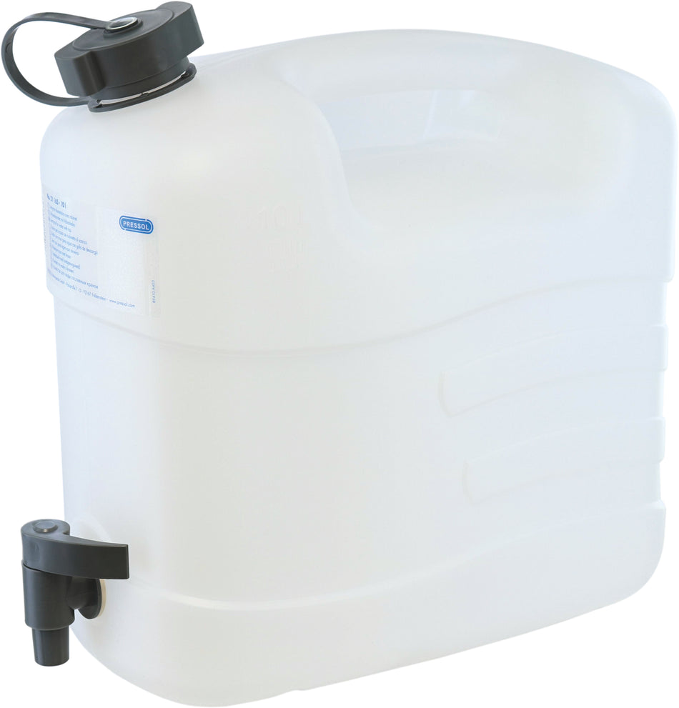 TRIUSO Kanister für Wasser, 20 Liter, weiß, PE, mit Ablasshahn