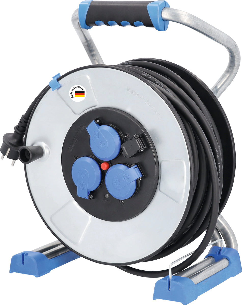 AS SCHWABE IRONCOAT XPERTS Metall-Kabeltrommel, 33 m H07RN-F 3G2,5, 3 Steckdosen