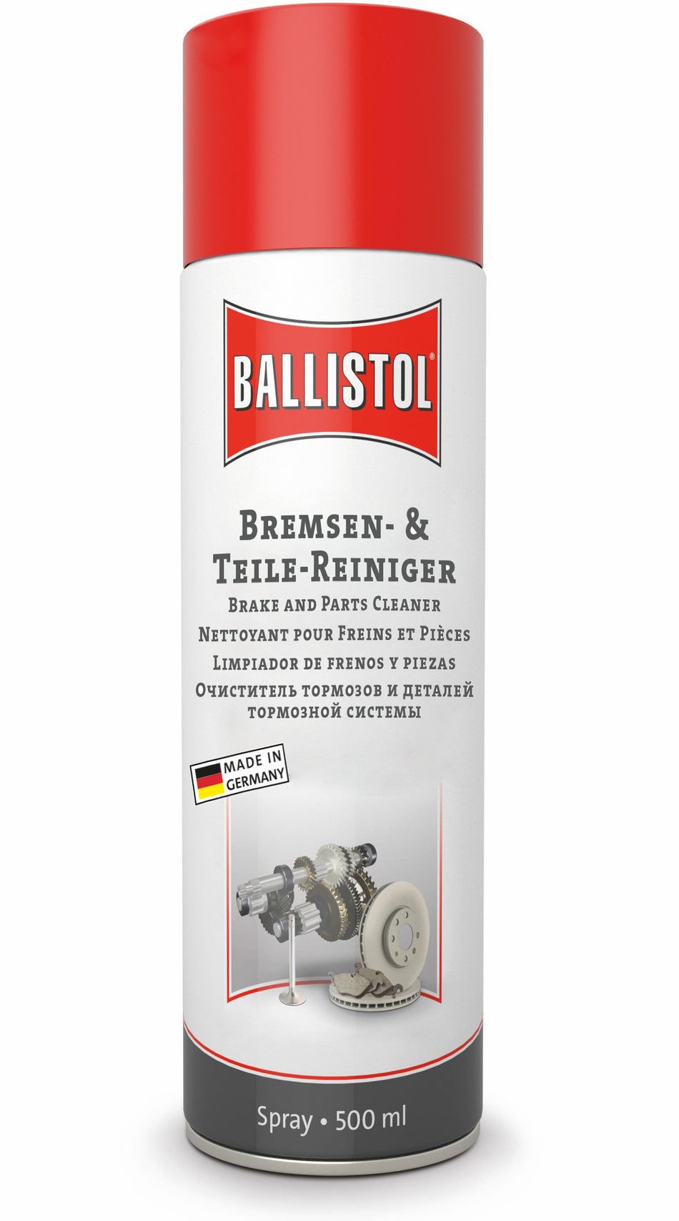 BALLISTOL Bremsen- und Teilereiniger Spray, 500ml, schnelle Reinigung von Öl und Fett
