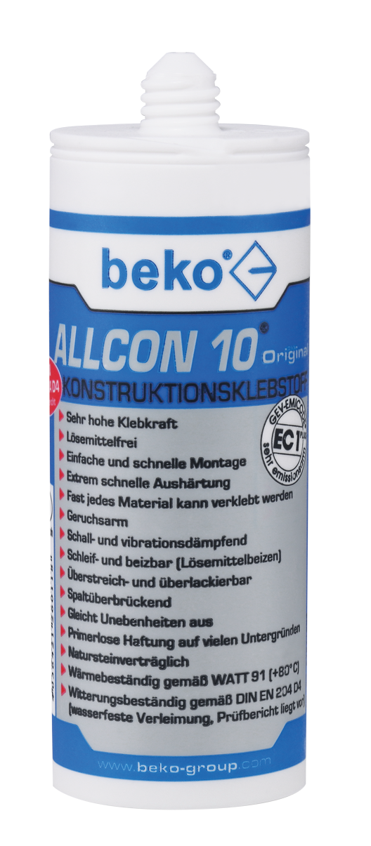 BEKO Allcon 10® Konstruktionsklebstoff, 150 ml, DIN EN 204 D4, lösemittelfrei, für Innen- und Außenbereich