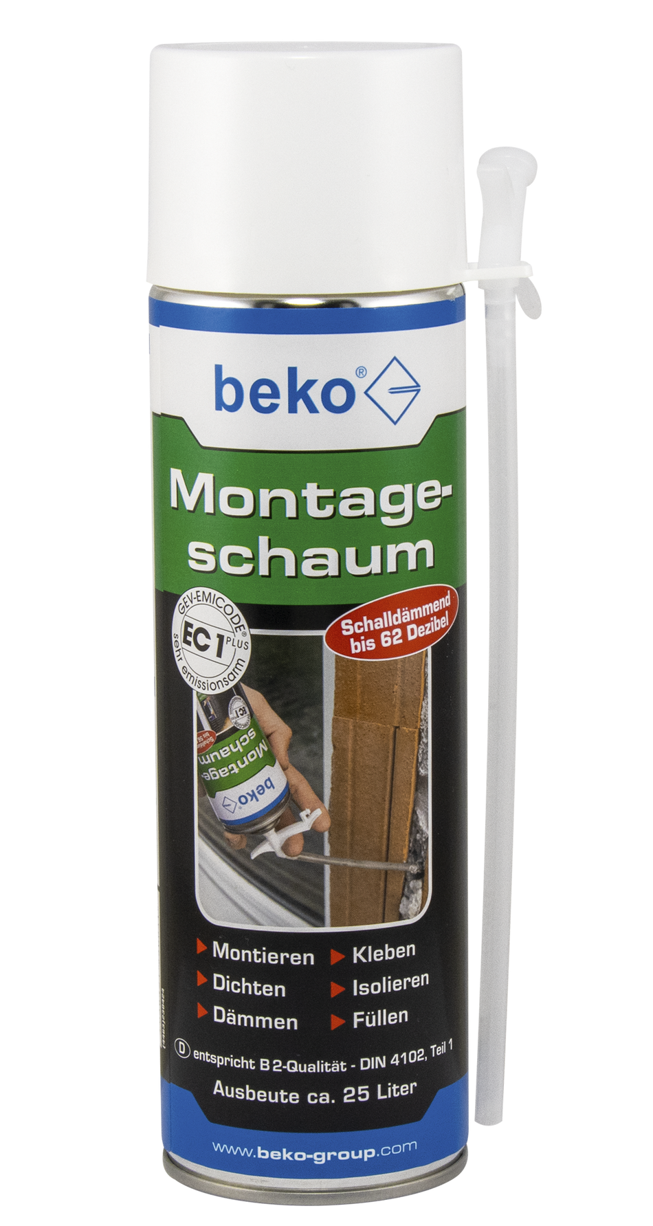 BEKO Montageschaum 500 ml, einkomponentig, Fugenschalldämmung 56 dB, DIN 4102 B2