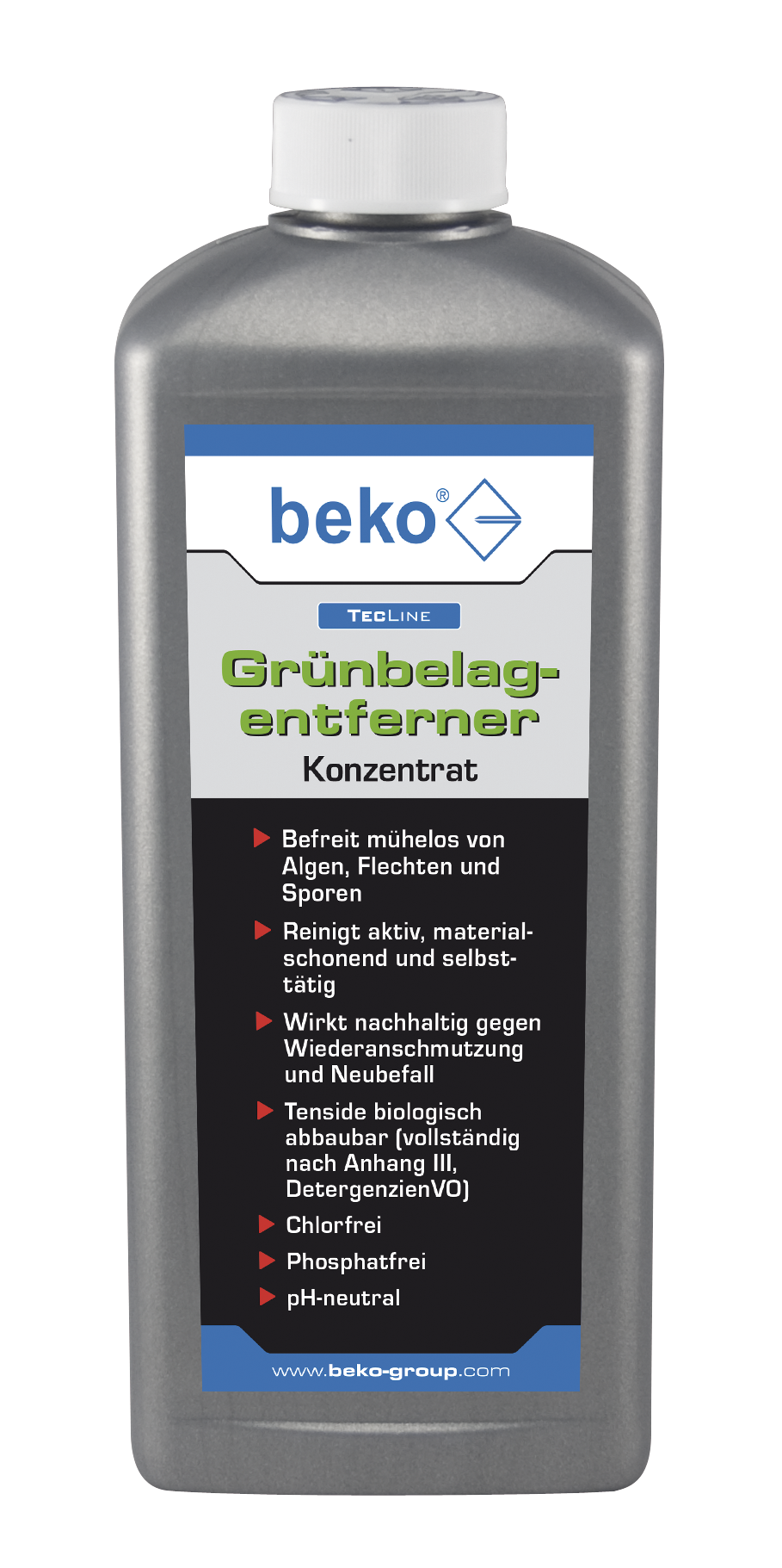 BEKO TecLine Grünbelagentferner-Konzentrat, 1L, biologisch abbaubar, chlorfrei
