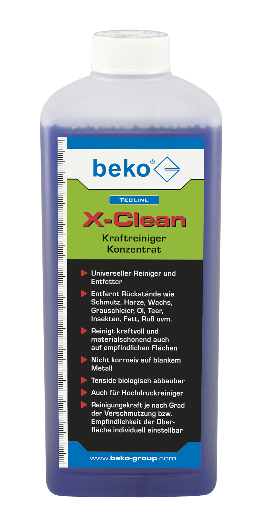 BEKO TecLine X-Clean Kraftreiniger 1L, biologisch abbaubare Tenside, aromatenfrei
