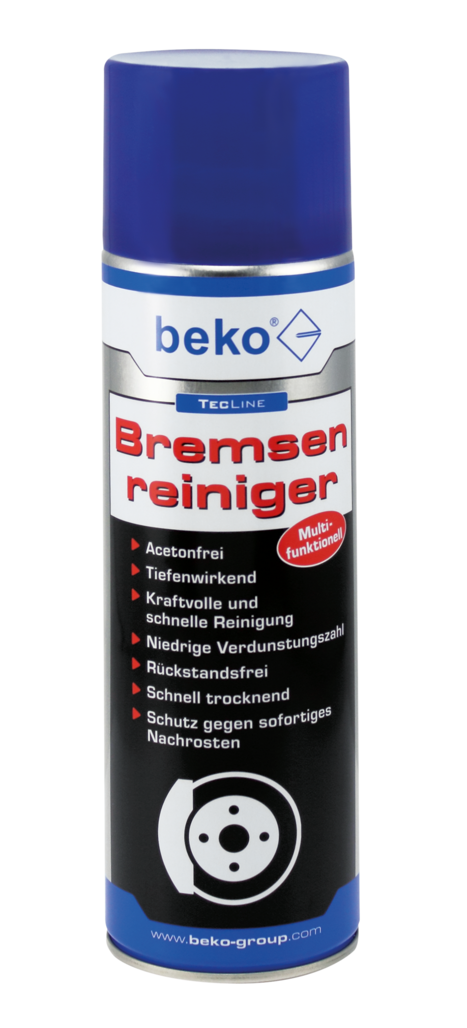 BEKO TecLine Bremsenreiniger 500 ml, acetonfrei, schnell trocknend, 500-ml-Spraydose