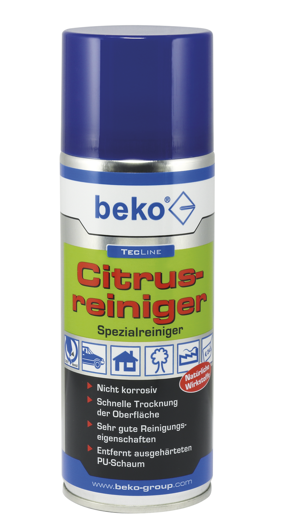 BEKO TecLine Citrusreiniger 400 ml, pH-neutral, schnelltrocknend, frischer Duft, 360°-Ventil
