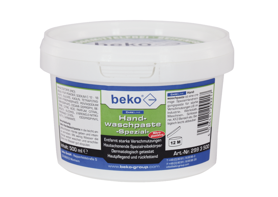 BEKO CareLine Handwaschpaste -Spezial- 500 ml, mikroplastikfrei, dermatologisch getestet