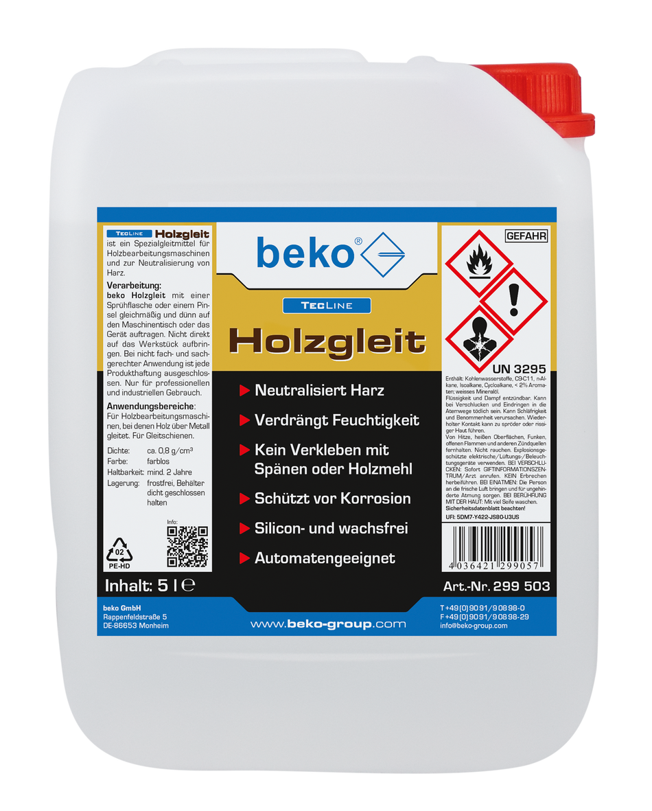 BEKO TecLine Holzgleit, 5 l Kanister, Harzneutralisierend, Korrosionsschutz