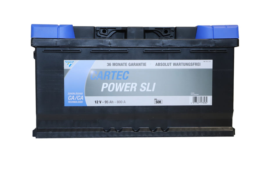 CARTEC POWER SLI Starterbatterie 95 AH / 800 A, Calcium-Calcium-Technologie, wartungsfrei