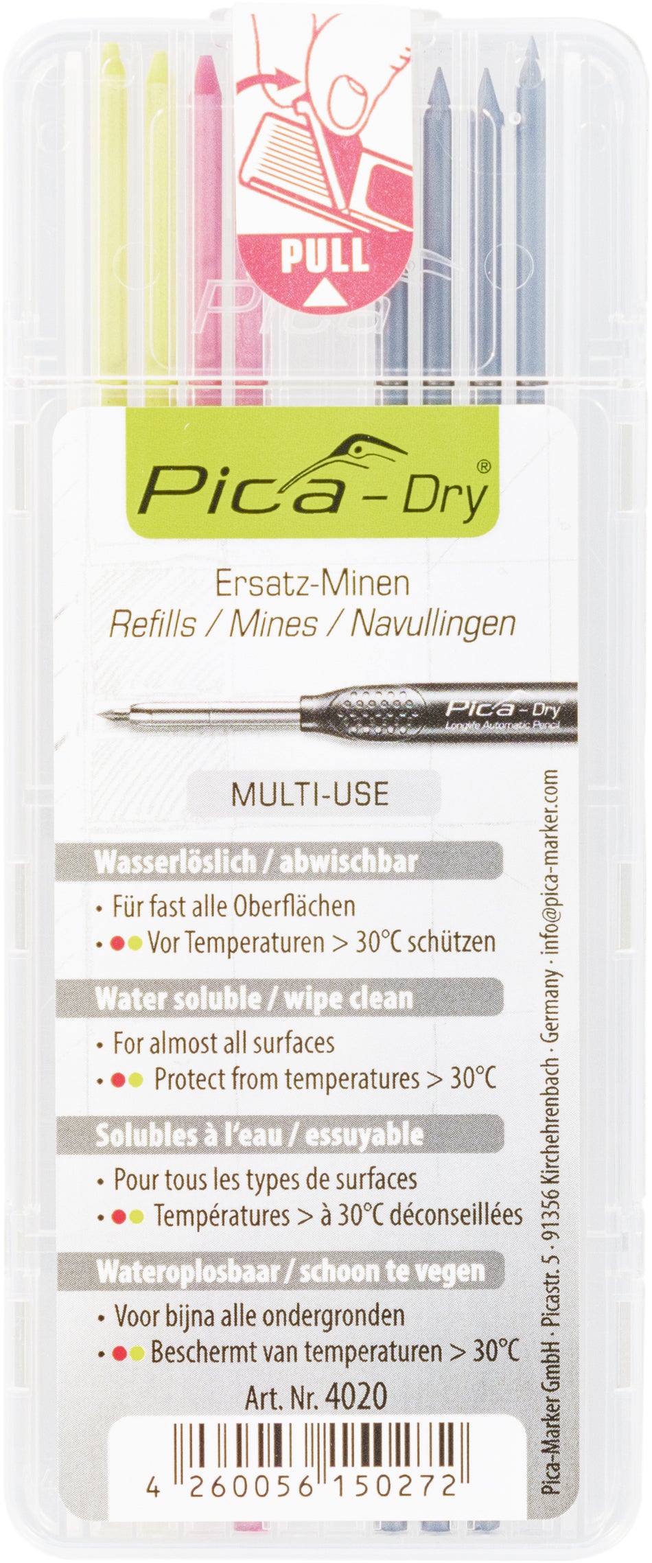 TRIUSO PICA-DRY Ersatzminen Baumarker Basic 4 x grau, 2 x rot, 2 x gelb