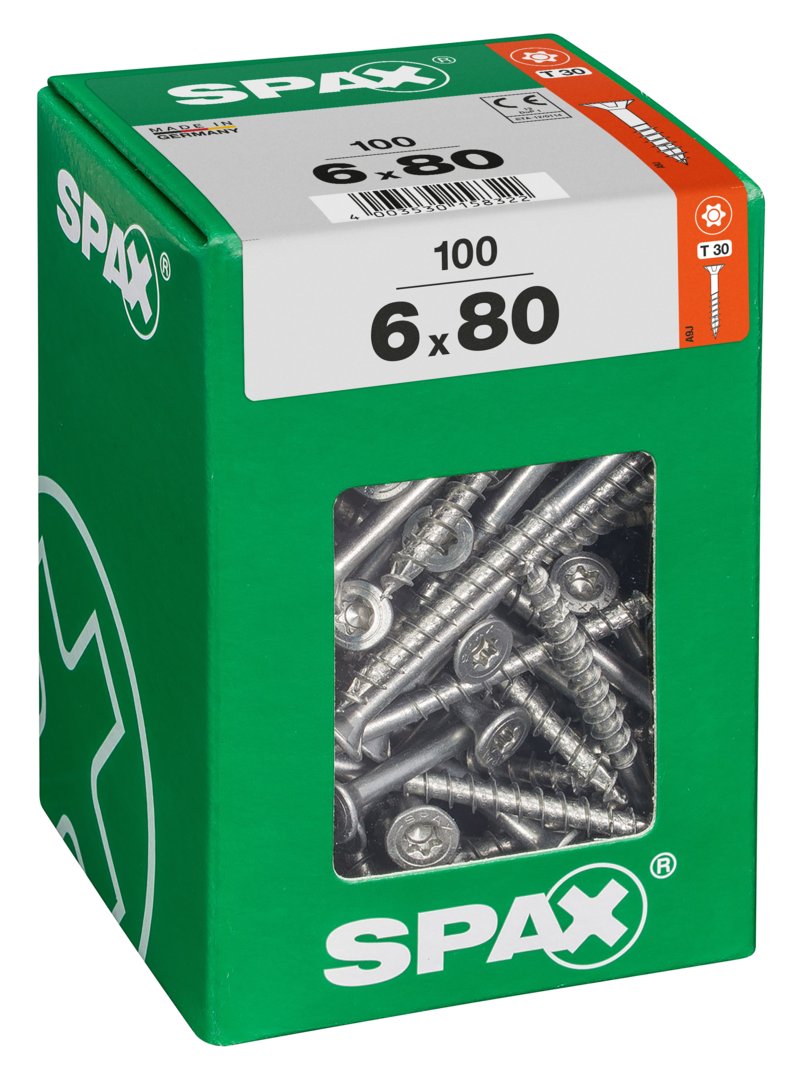 SPAX Universal Senkkopf T-STAR plus TGW WIROX A9J 6x80 XXL 100 St.