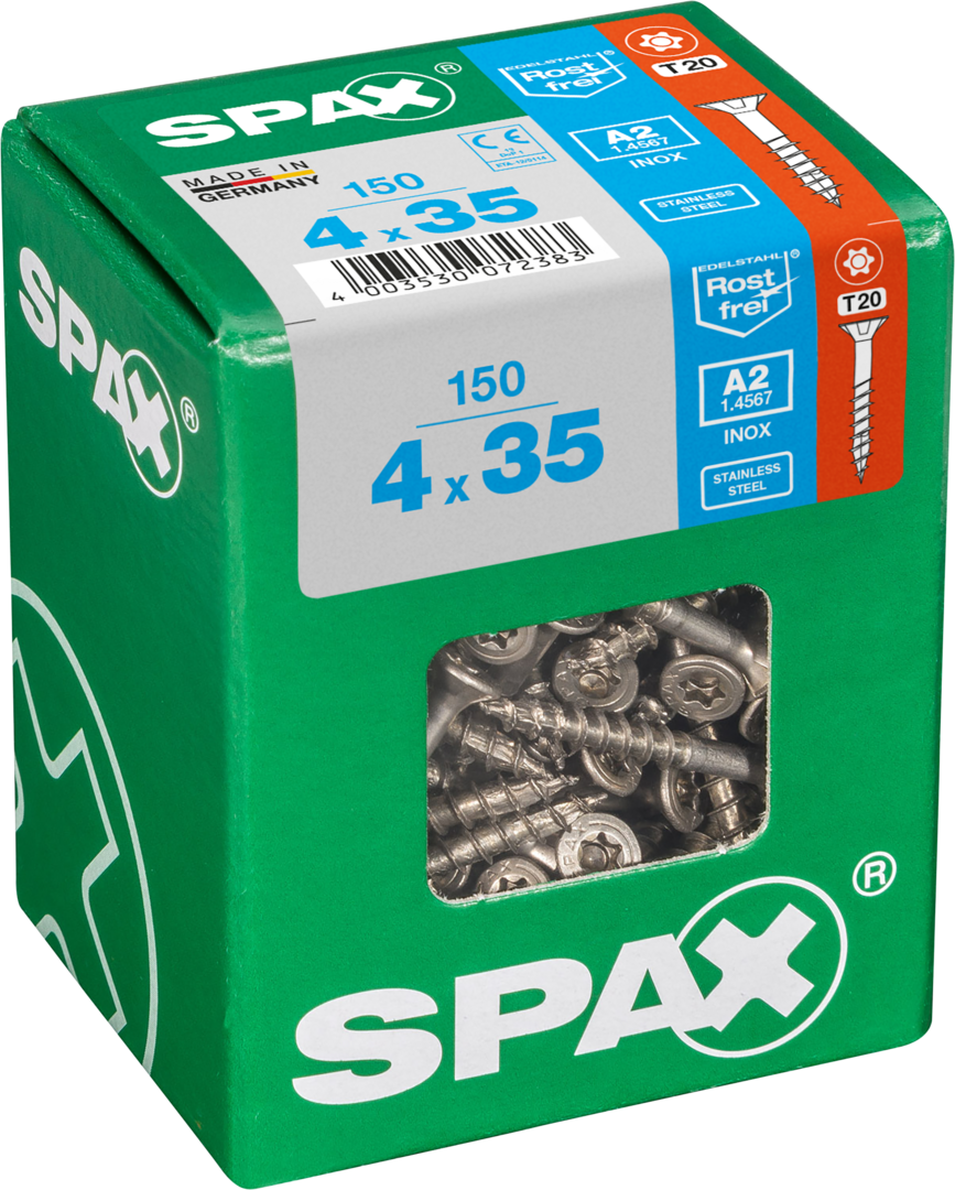 SPAX Universal Senkkopf T-STAR plus TGW A2 rostfrei 4x35 L 150 St.