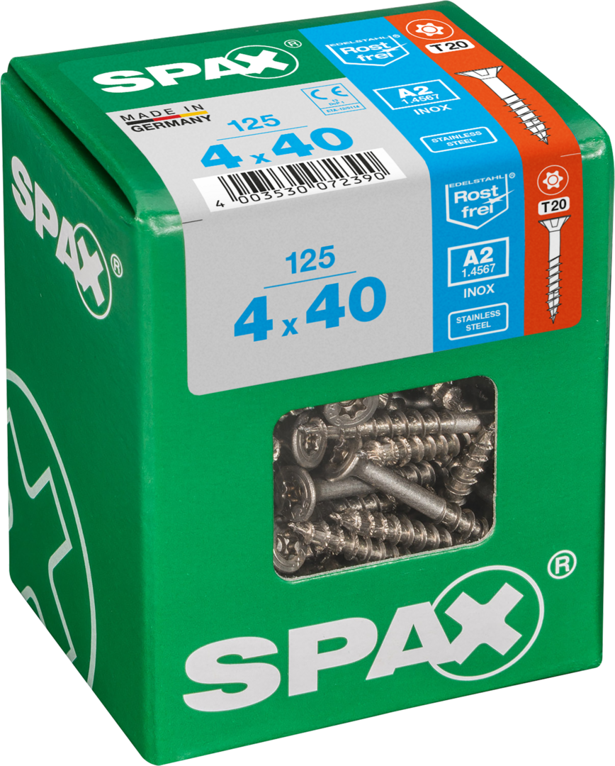 SPAX Universal Senkkopf T-STAR plus TGW A2 rostfrei 4x40 L 125 St.