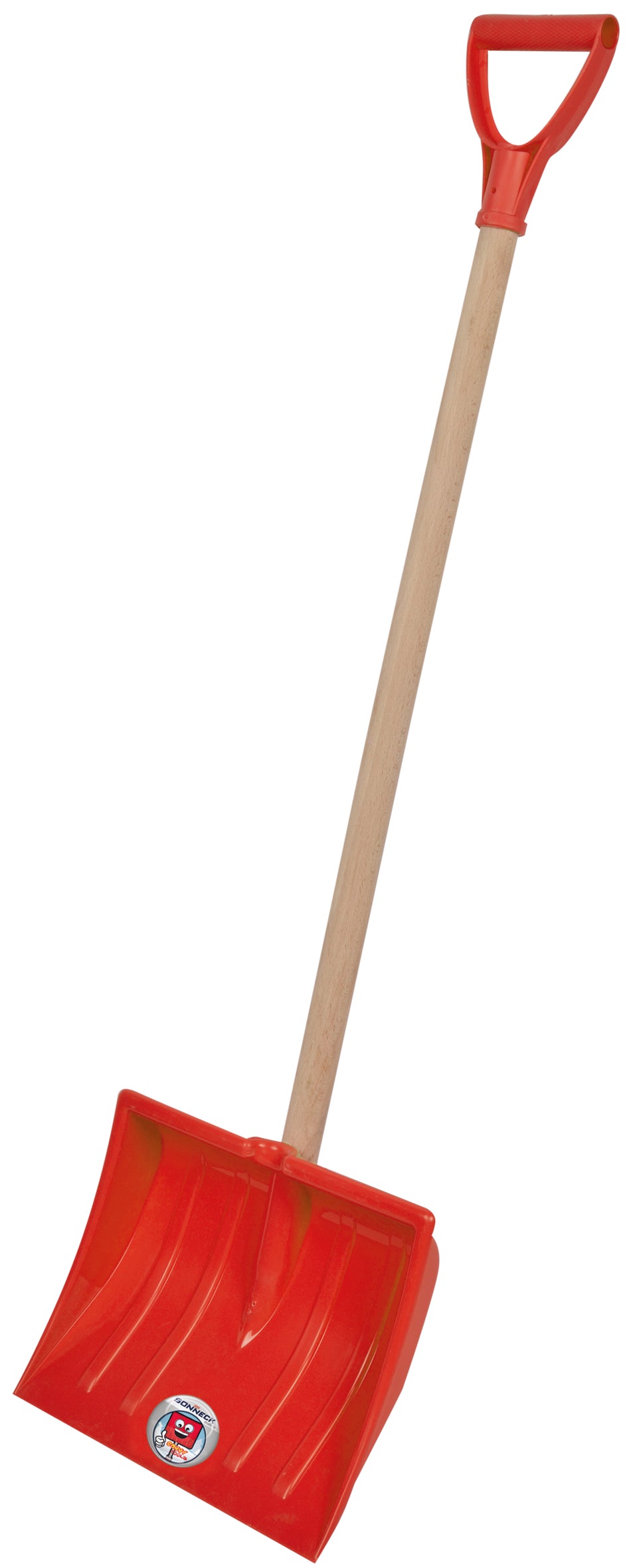 SONNECK Kinder Schneeschieber Kunststoff MINI, CE-zertifiziert, Holzstiel mit D-Griff