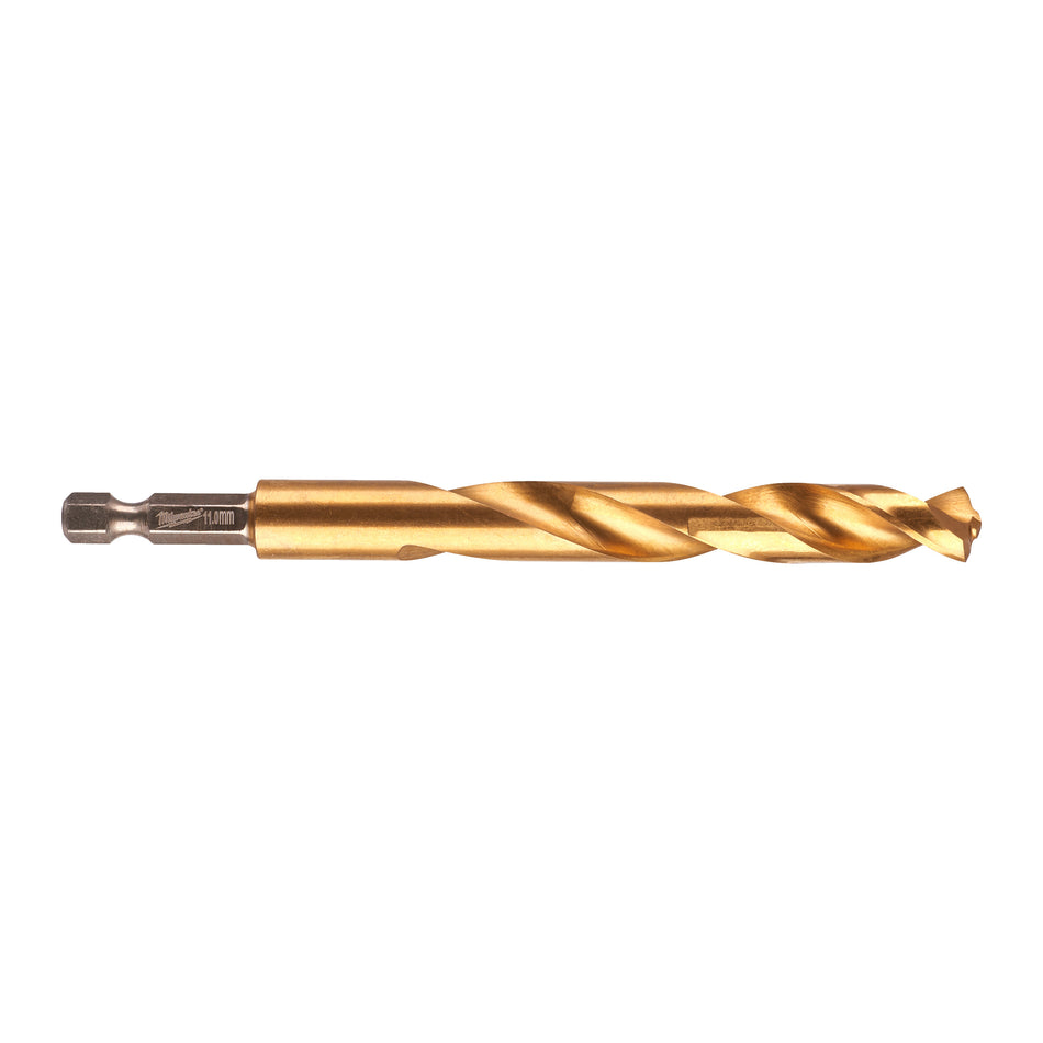 MILWAUKEE Metallbohrer HSS-G TiN, 1/4Zoll Hex, 11 mm, 135° Kreuzanschliff, Titanbeschichtung