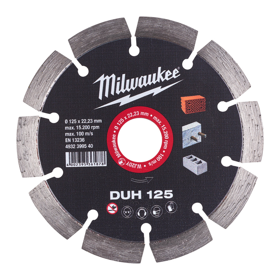 MILWAUKEE Diamanttrennscheibe, DUH 125 mm - 1 pc, Lasergeschweißte Segmente, für Beton und Mauersteine