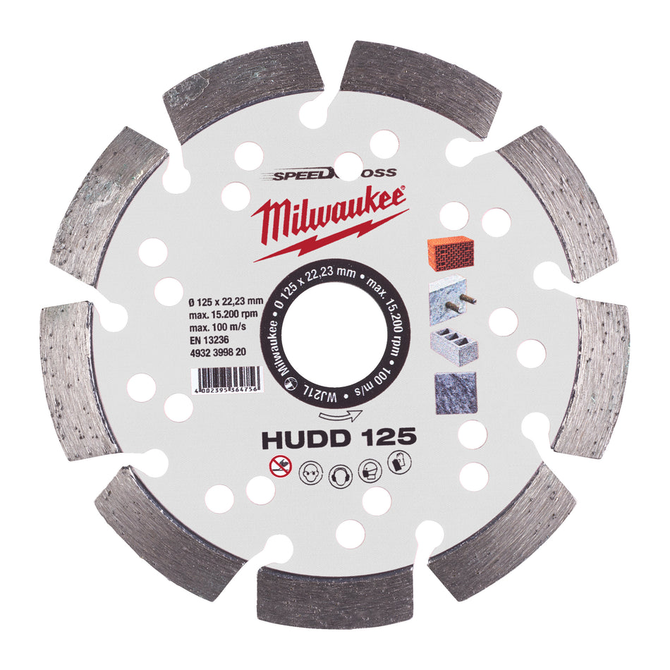 MILWAUKEE Diamanttrennscheibe Speedcross HUDD 125 mm - 1 pc, universell, vibrationsarm, lasergeschweißt