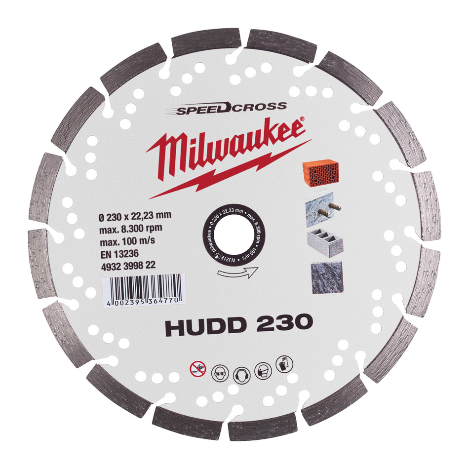 MILWAUKEE Diamanttrennscheibe Speedcross HUDD 230 mm - 1 pc, lasergeschweißt, 10 mm Segmente