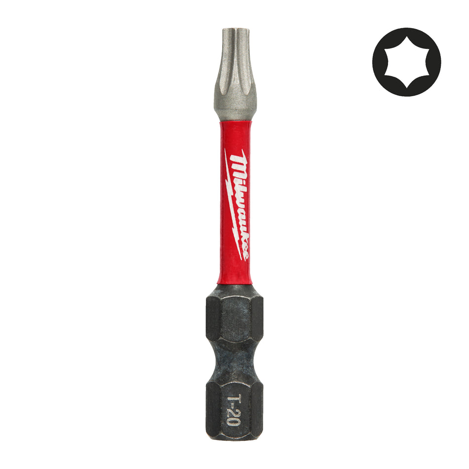 MILWAUKEE Schrauberbit Torx Shockwave TX20 x 50 mm - 1 pc, Lasergehärtete Spitze, Spezialstahl