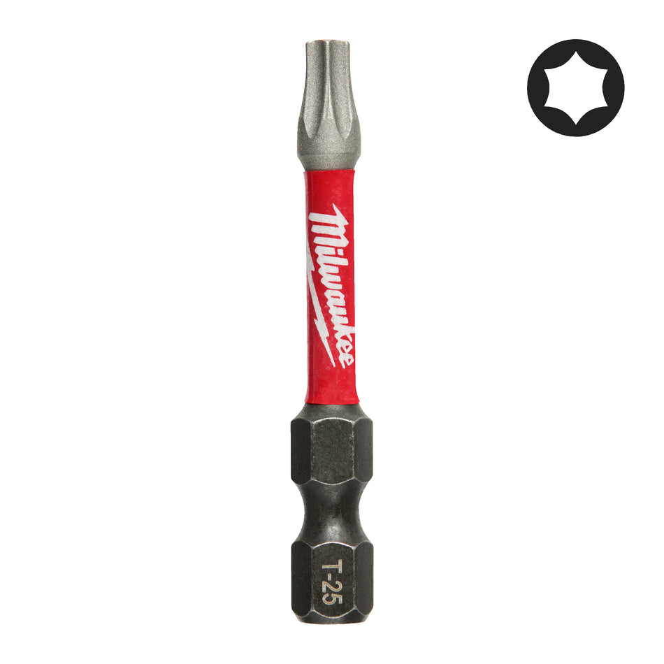 MILWAUKEE Schrauberbit Torx, Shockwave TX25 x 50 mm - 1 pc, WEAR GUARD TIP™, spezialgehärtet