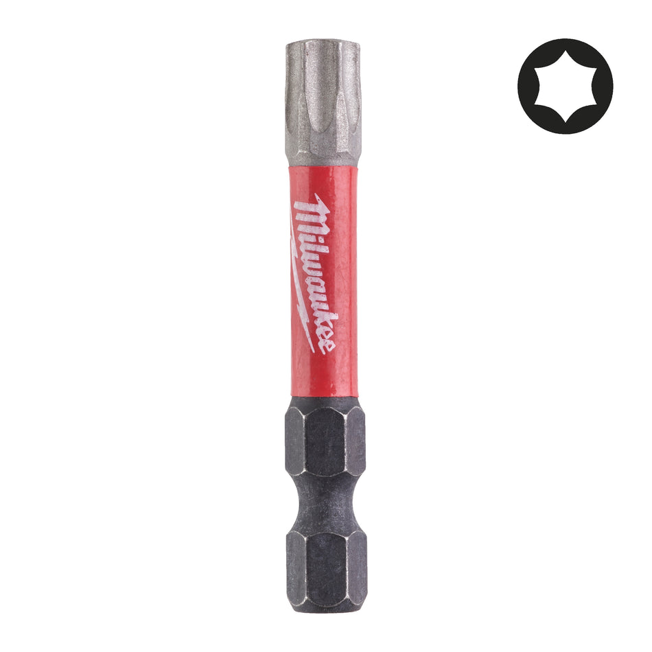 MILWAUKEE Schrauberbit Torx Shockwave TX40 x 50 mm - 1 pc, schlagfest, lasergehärtete Spitze, Spezialstahl