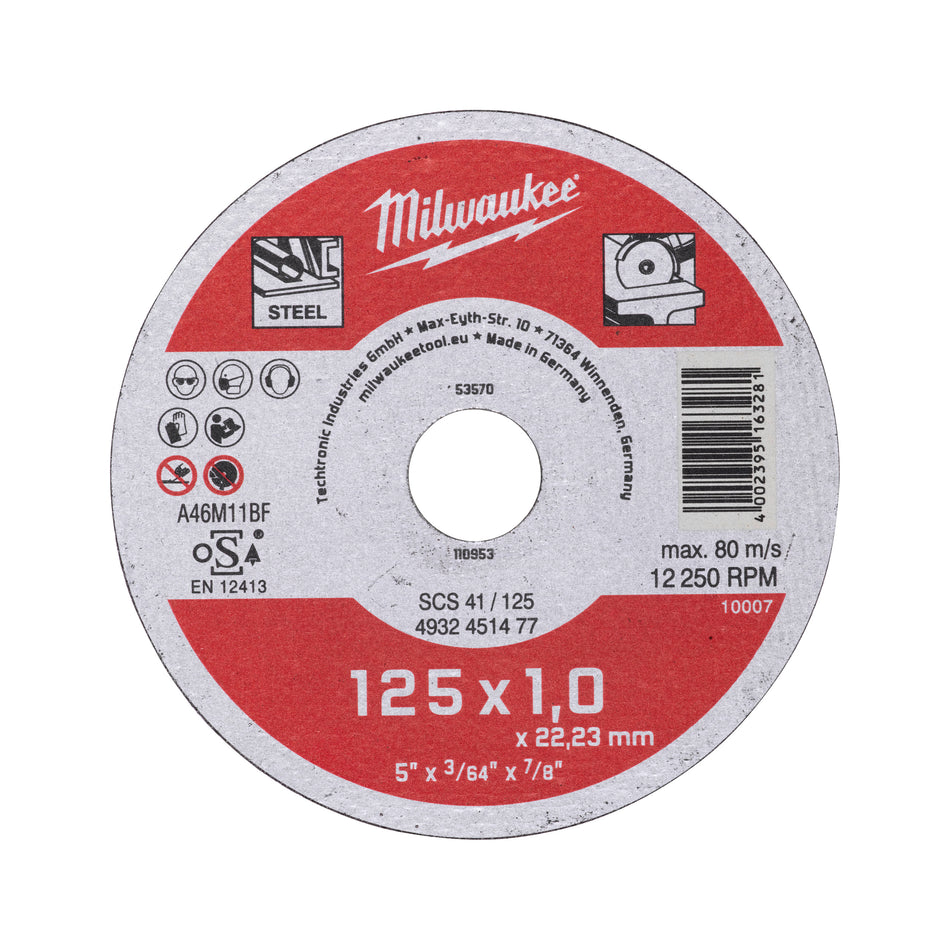 MILWAUKEE Metalltrennscheiben SCS 41 / 125 x 1 x 22 mm Contractor series - 1 pc