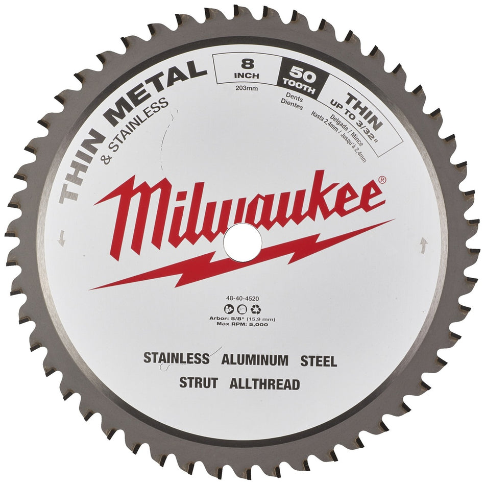 MILWAUKEE Kreissägeblatt für Metall-Handkreissägen 203 x 15,87 mm Z50