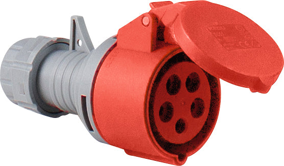 AS SCHWABE CEE-Kupplung 400V/16A, Rot, Selbstschließender Klappdeckel, bis 2,5mm²