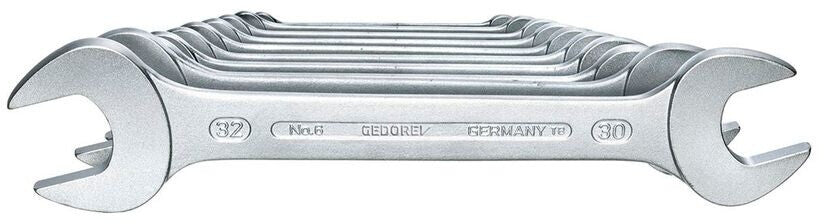 GEDORE Doppelmaulschlüssel-Satz 10-tlg 6-32 mm, DIN 3110, Chrom-Vanadium-Stahl, 10-teilig
