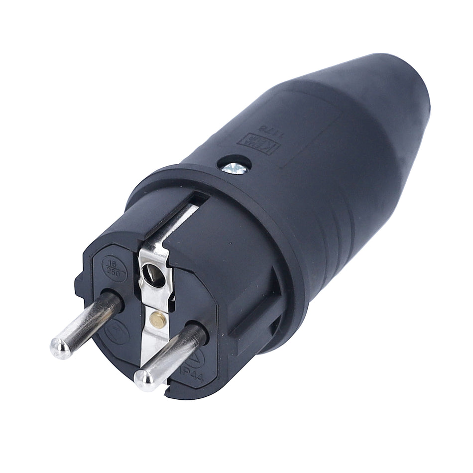 AS SCHWABE Vollgummi-Stecker 10/16A, doppelte Schutzkontakte, max. 2,5mm², 230V/16A