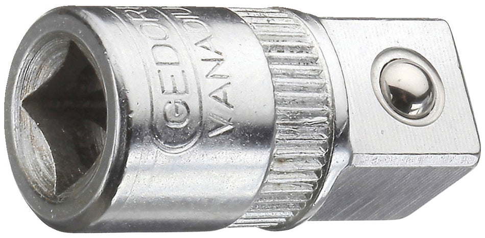 GEDORE Vergrößerungsstück 1/4" auf 3/8", DIN 3123, ISO 3316, Vanadium-Stahl, verchromt