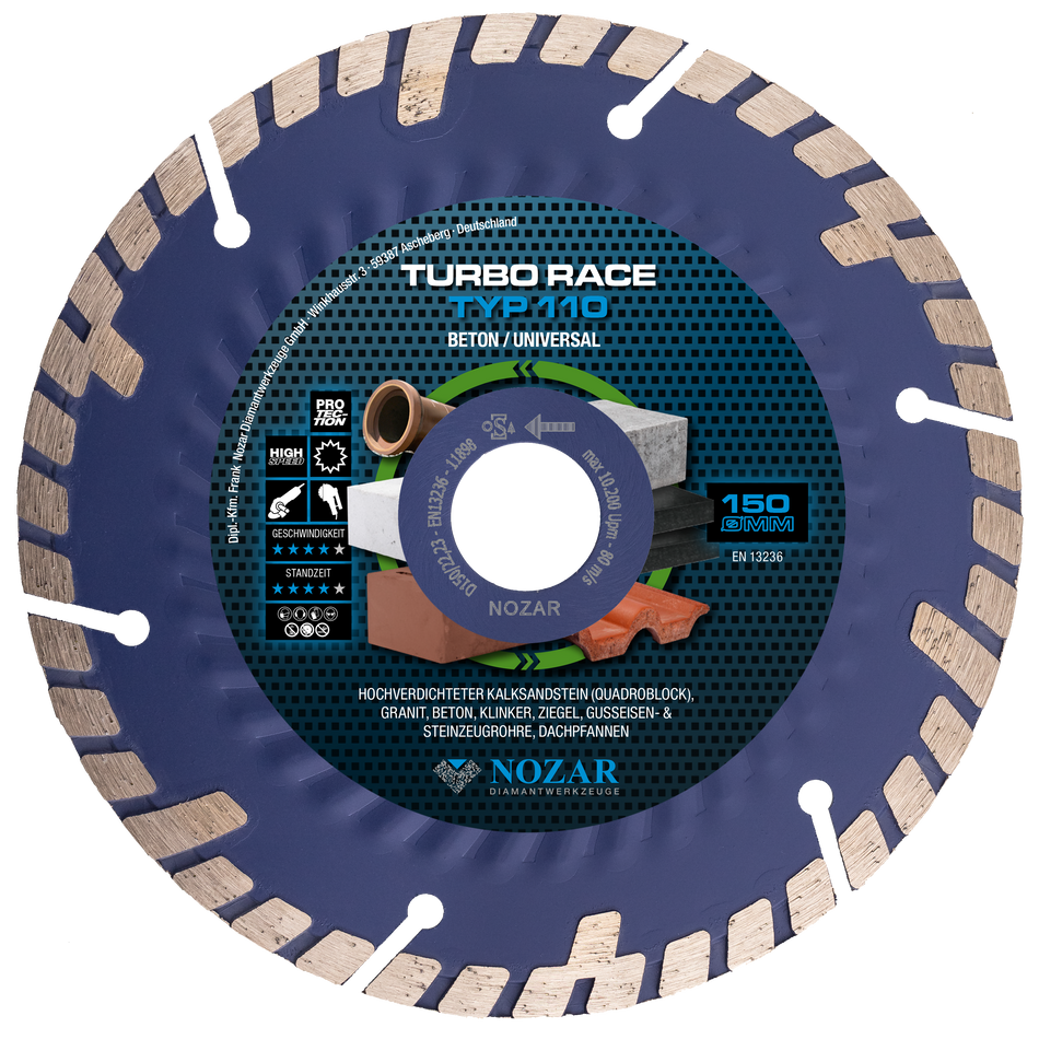 NOZAR Dia-Trennscheibe 150x22,23 mm / Turbo Race Typ 110-150