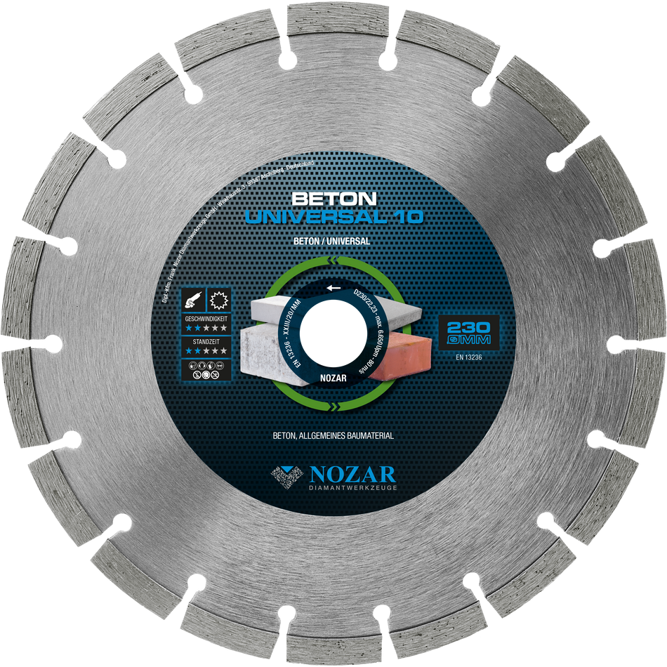 NOZAR Diamanttrennscheibe Dia-TS 230x22,23 mm, für Beton, segmentiert, 18 Segmente