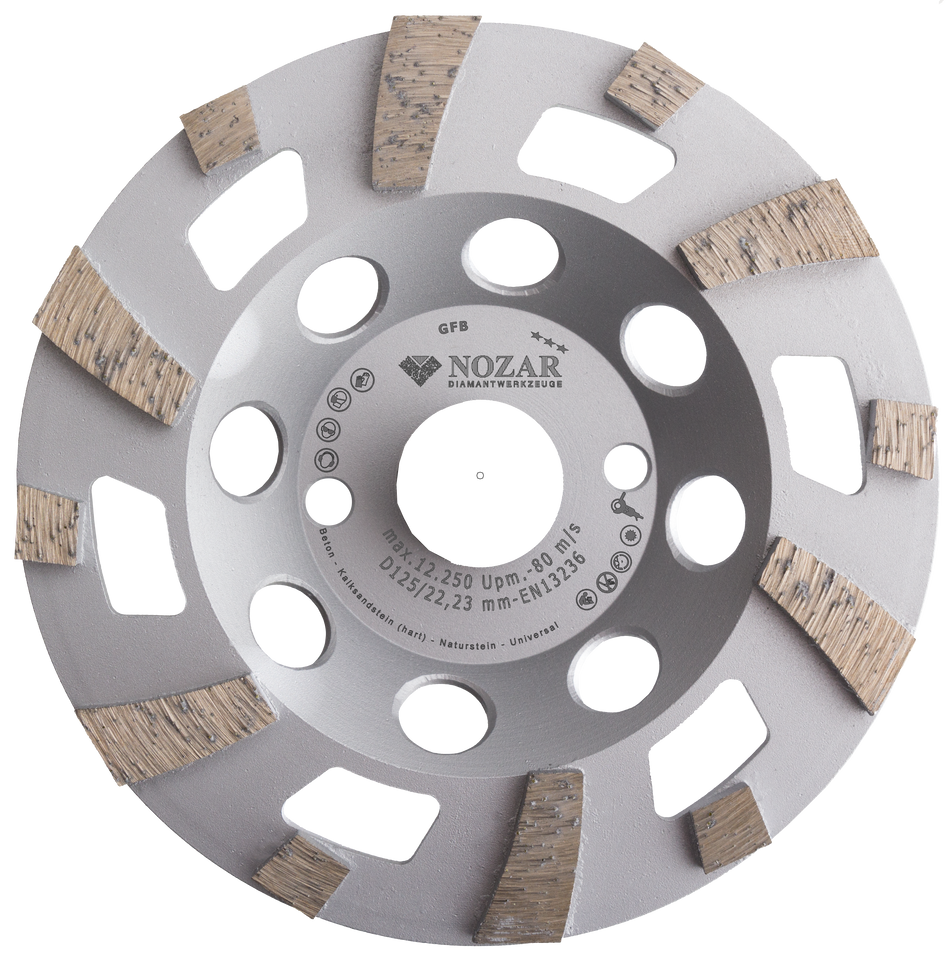 NOZAR Dia-Schleifteller 125x22,23 mm GFB, für Beton, 5,0 mm Segment, gefächert