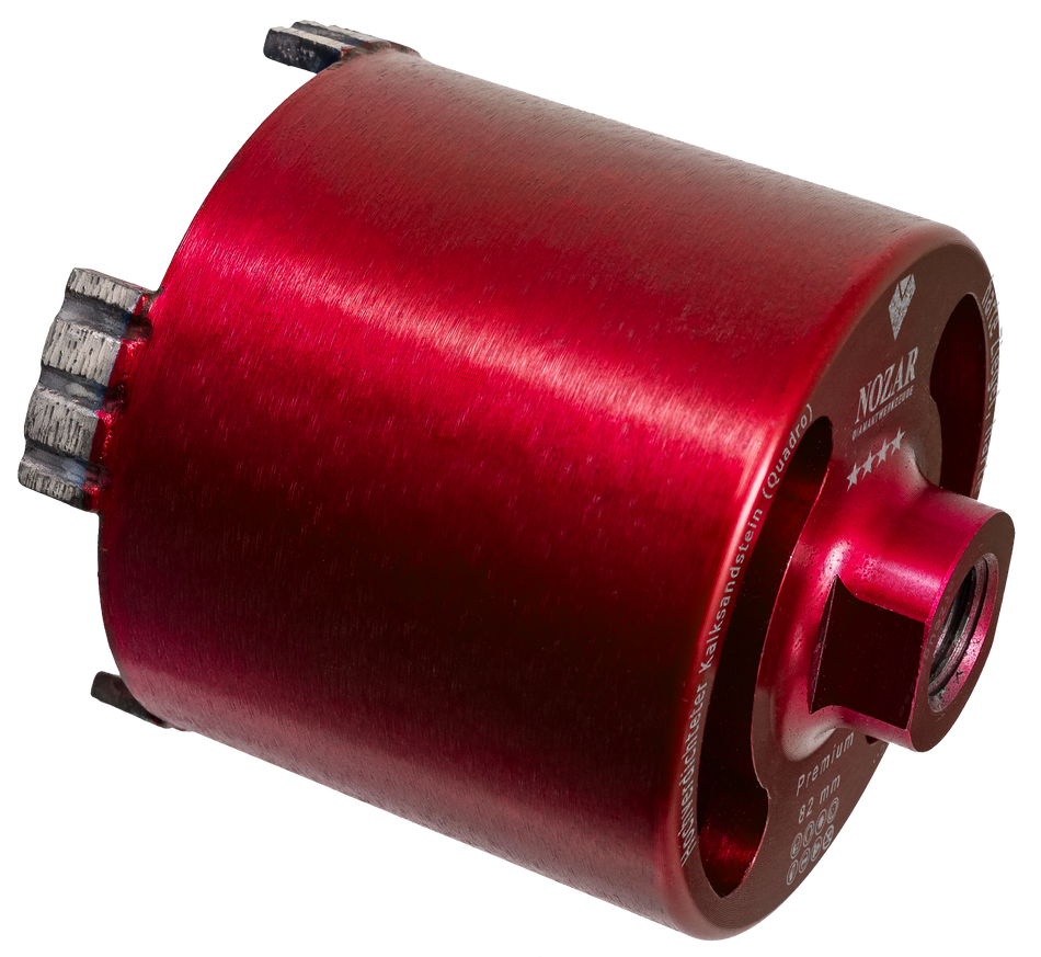 NOZAR Dia-Dosenbohrer Ø 82 mm M16, 24x3,5x10 mm, 4 Segmente, BT 65 mm, D.A.S.-System, rot