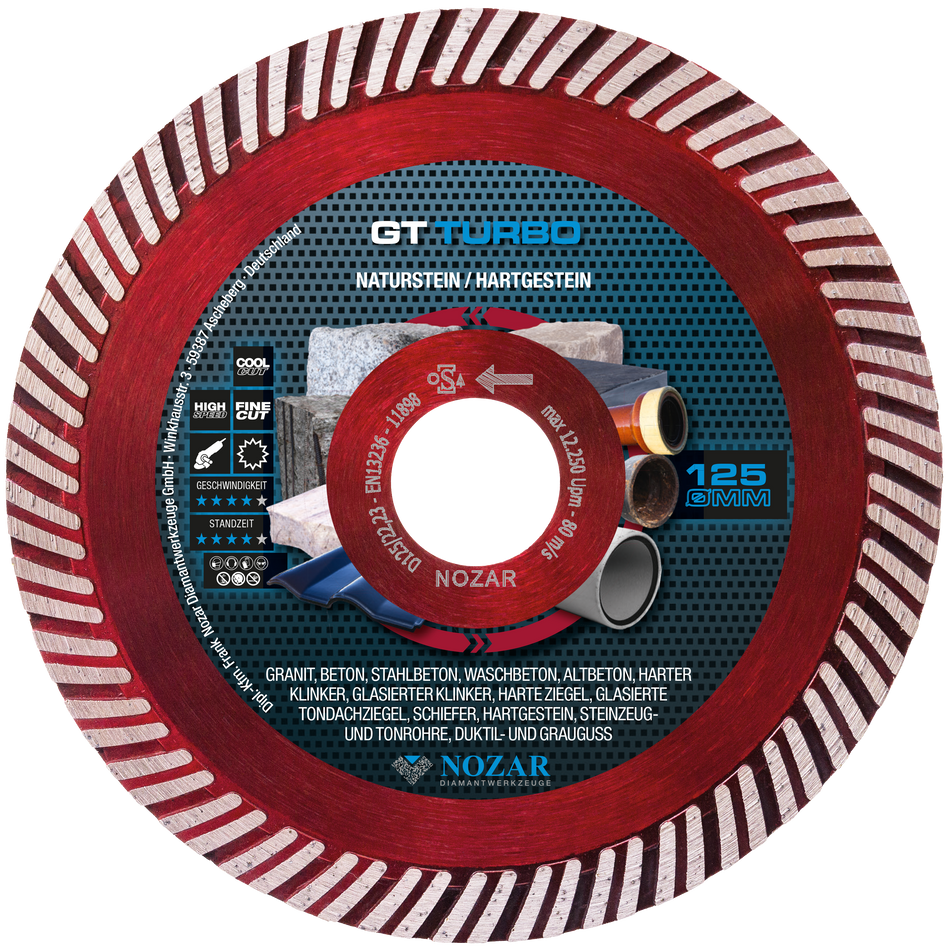 NOZAR Diamanttrennscheibe Dia-TS 125x22,23 mm, Turbo, geschlossener Rand