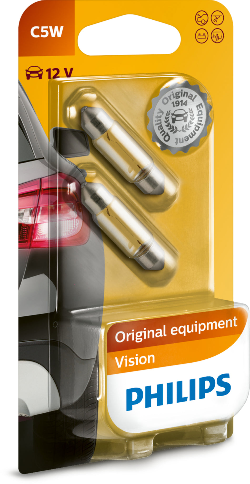 PHILIPS C5W Vision 2x, Signallampen, OEM-Qualität, Set für diverse Autoscheinwerfer