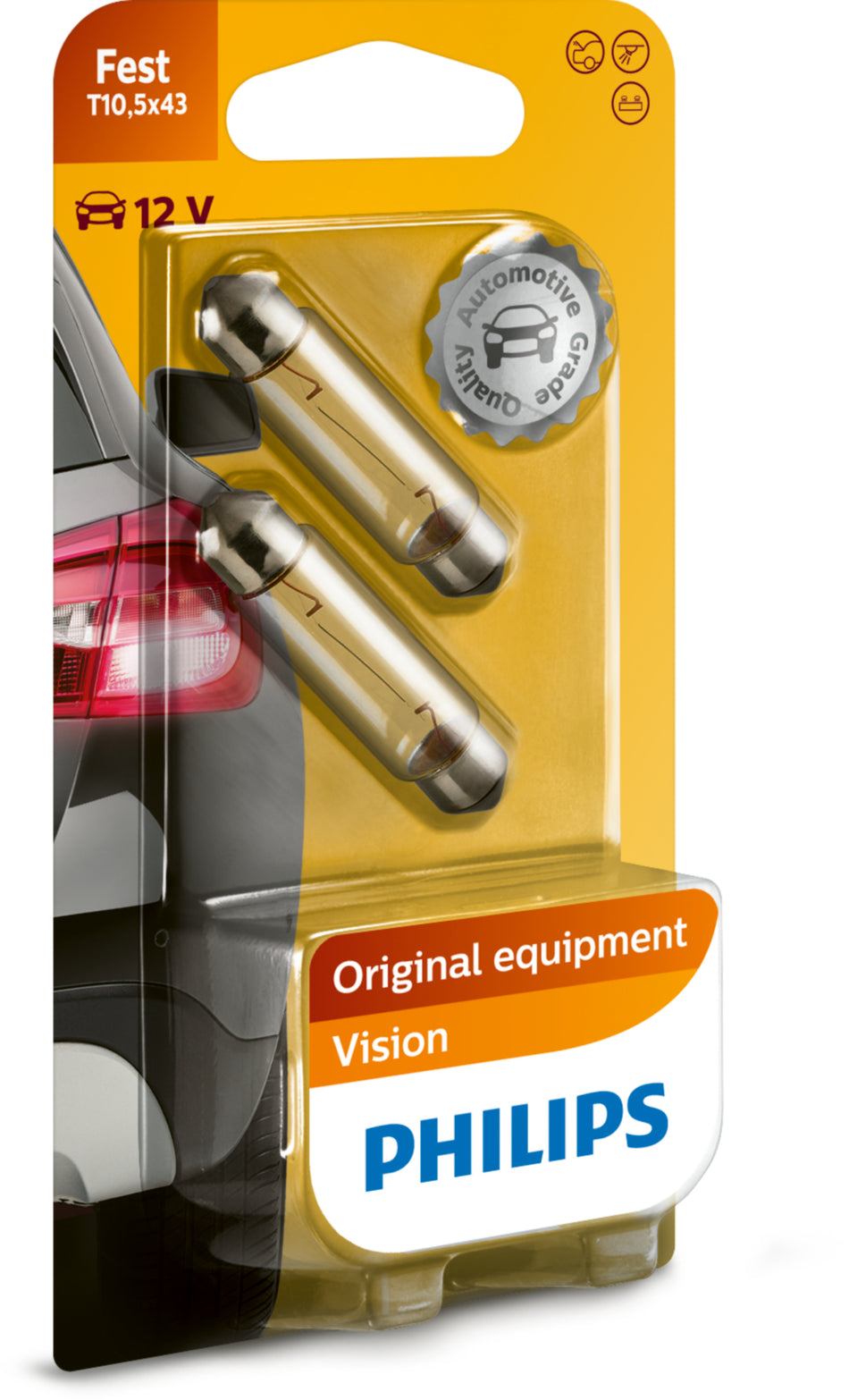 PHILIPS Vision Signallampen C10W T10, Originalausrüster-Qualität, 2 Stück
