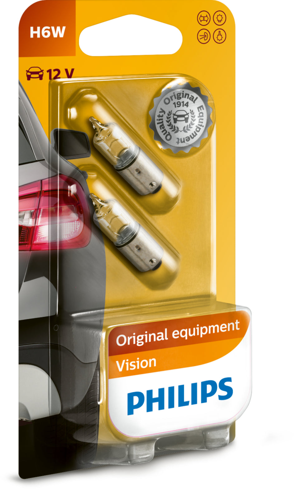 PHILIPS Vision Signallampen H6W, Originalausrüster-Qualität, 2er-Pack