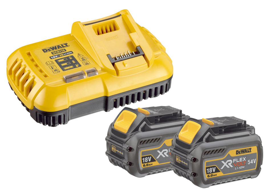 DEWALT Flexvolt Akku-Starter-Set 54V/108Wh, inkl. 2x DCB546 Akkus, DCB118 Schnellladegerät