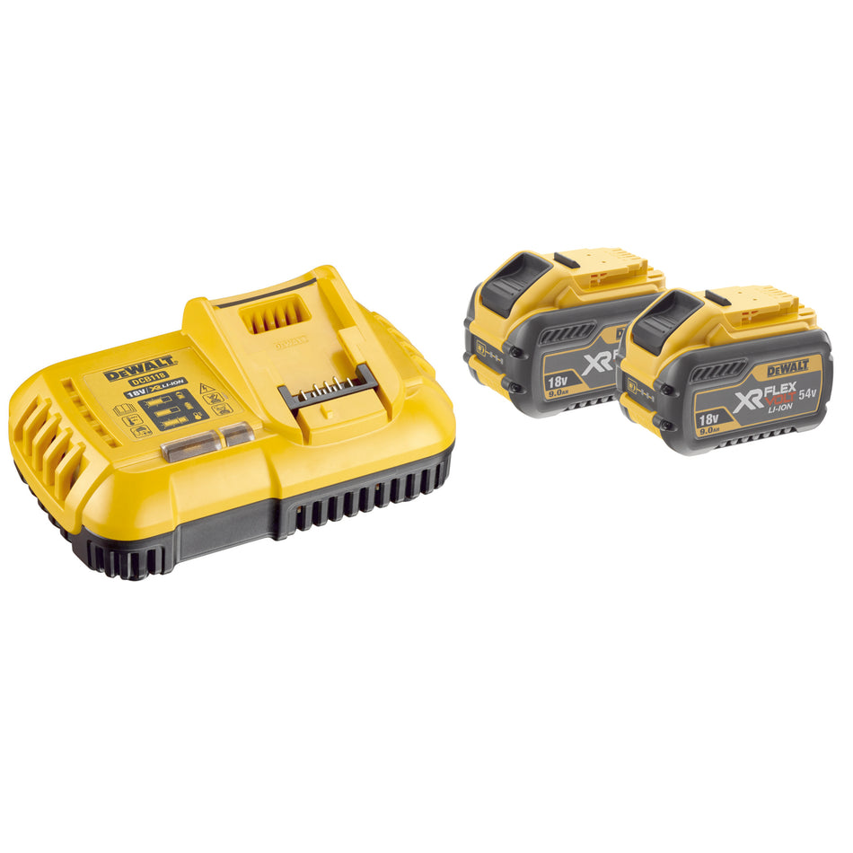 DEWALT Flexvolt Akku-Starter-Set DCB547/DCB118, 2x 54V/162Wh Akkus, Schnellladegerät