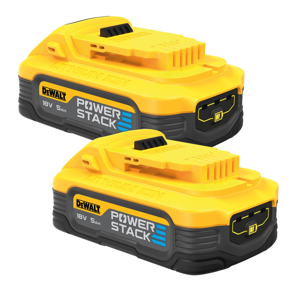 DEWALT Powerstack Akku 18V 5,0Ah 2er-Set, XR-kompatibel, Pouch-Zellen Technologie