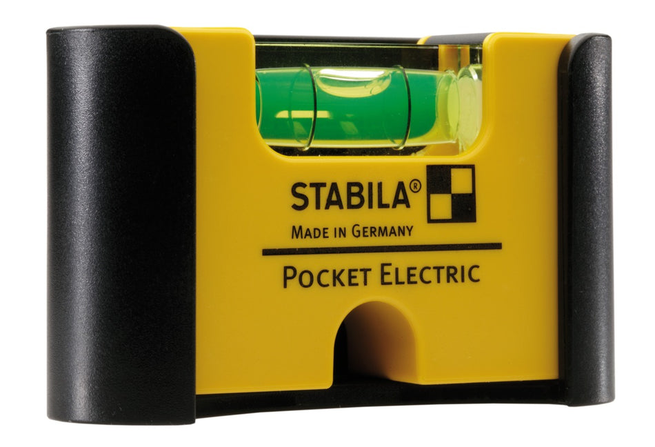 STABILA Wasserwaage Pocket Electric, 7 cm, Seltenerd-Magnetsystem, Gürtel-Clip