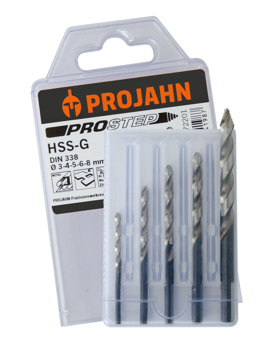 PROJAHN HSS-G PROSTEP Spiralbohrer Set 5-tlg. Ø 3 – 4 – 5 – 6 – 8 mm, selbstzentrierend