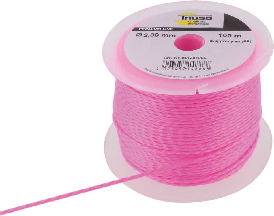 TRIUSO Leucht-Maurerschnur 2,0mm/100m, Polypropylen, pink-fluoresz.